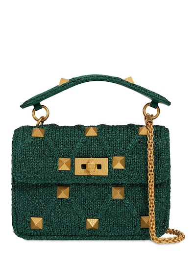 Valentino Garavani - Medium roman stud lurex crochet bag - Pasture ...
