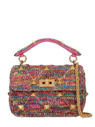 Medium roman stud cotton crochet bag - Valentino Garavani - Women ...