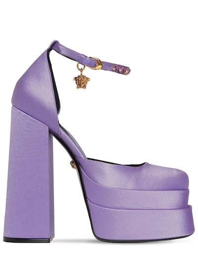 versace 155mm platform satin pumps