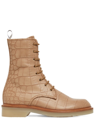 embossed leather boots