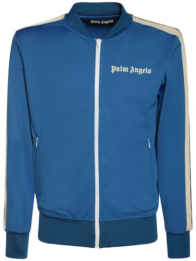 Palm Angels - Logo tech jersey track jacket - Blue/Off-white | Luisaviaroma