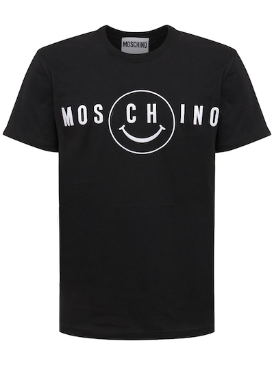 Moschino - Logo print cotton t-shirt - Black/White | Luisaviaroma