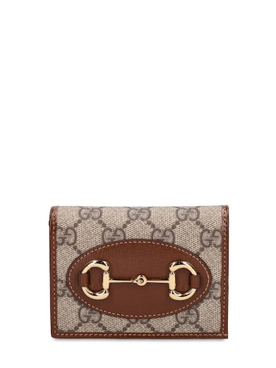 Gucci Horsebit 1955 card case wallet in GG Supreme/brown