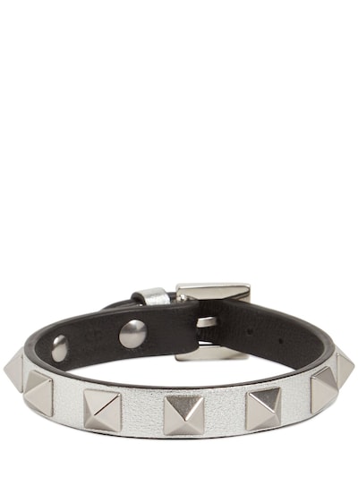 Valentino Garavani - Rockstud lamé belt bracelet - Silver Luisaviaroma