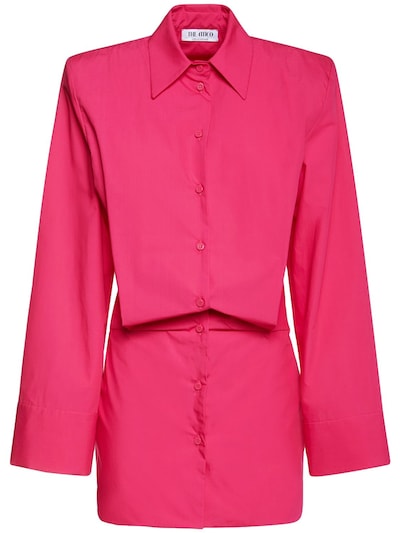 Attico - Cotton mini shirt dress - Pink ...