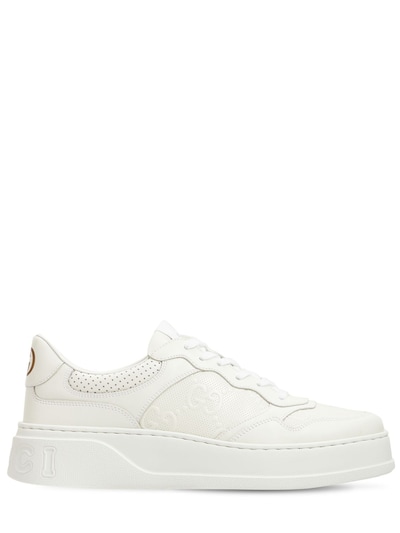 Gucci Cream GG Embossed Perforated Leather Ace Low-Top Sneakers Size 43.5  Gucci