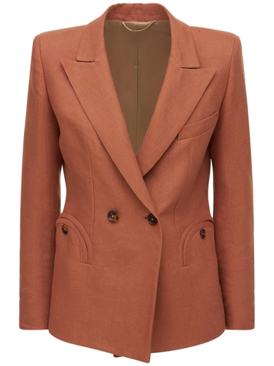 camel linen blazer