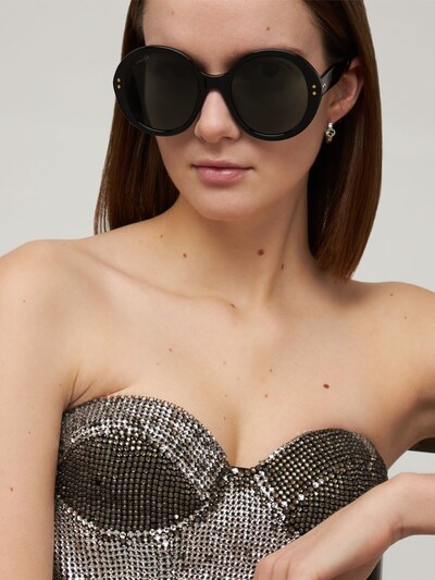 Gucci Nouvelle Vague Round Acetate Sunglasses Black Smoke Luisaviaroma