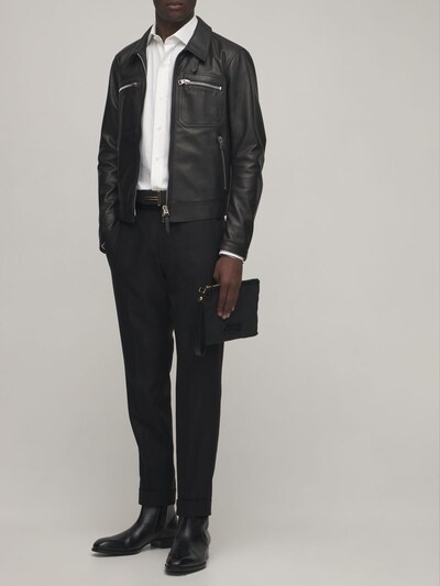 Tom Ford - Icon leather shirt jacket - | Luisaviaroma