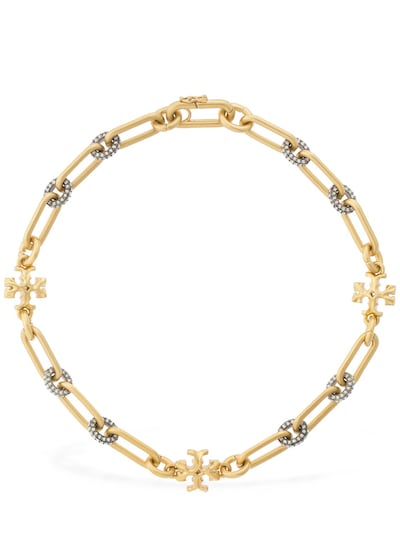 Tory Burch - Roxanne pavé short chain necklace - Gold/Crystal | Luisaviaroma