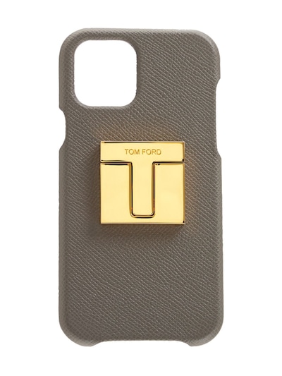 Tom Ford - Logo leather iphone 13 pro case - Grey | Luisaviaroma