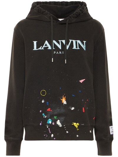 Logo hand painted washed cotton hoodie - Gallery Dept X Lanvin