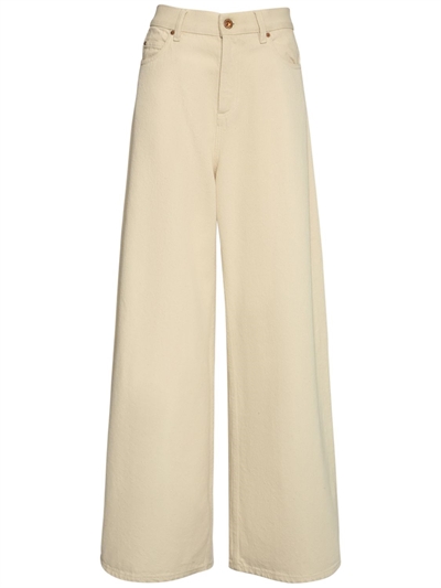 Aspesi - Cotton denim high waist wide jeans - Beige | Luisaviaroma