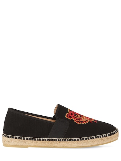 energi Migration Creek KENZO - 10mm embroidered cotton espadrilles - Black/Red | Luisaviaroma