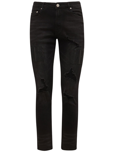 Black logo letterman denim jeans 