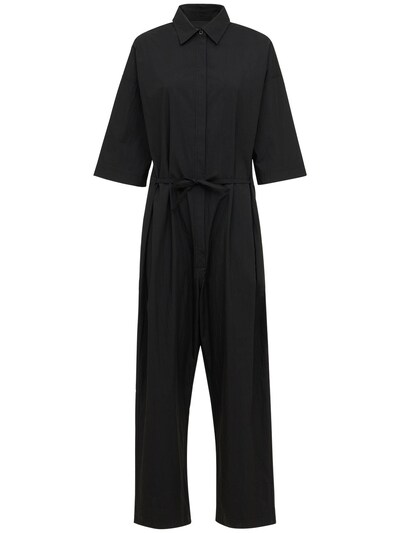 CO - Cotton & nylon crepe drawstring jumpsuit - Black | Luisaviaroma