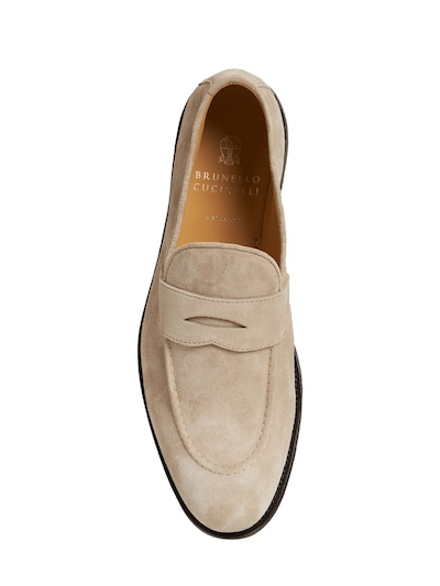 Suede penny loafers for men