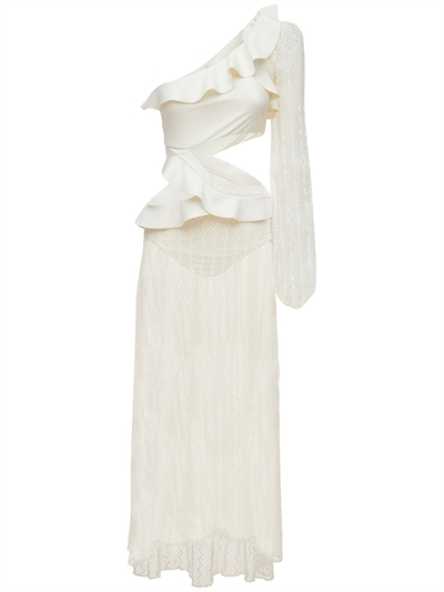 Patbo - One-shoulder cutout mesh long 