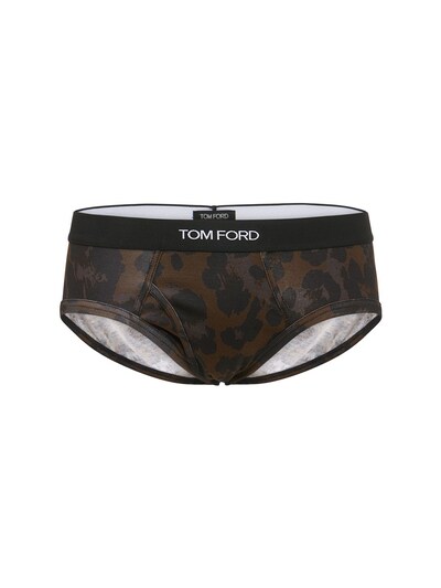 Tom Ford - Leopard print stretch cotton briefs - Dark Brown | Luisaviaroma