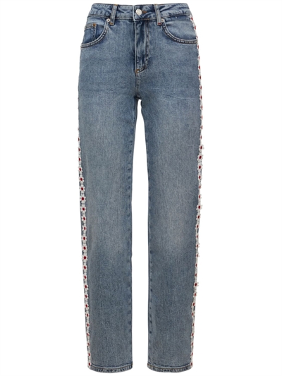 Max\u0026co - Jeans dritti in denim con margherite - Blu | Luisaviaroma
