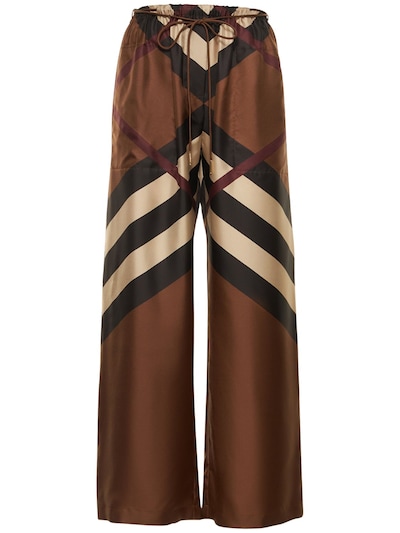 Burberry - Noemi printed silk twill wide pants - Dk Birch Brown |  Luisaviaroma