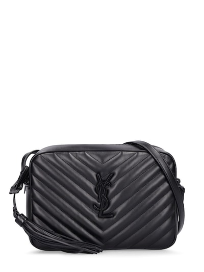 Saint Laurent monogram-logo Leather Messenger Bag - Black