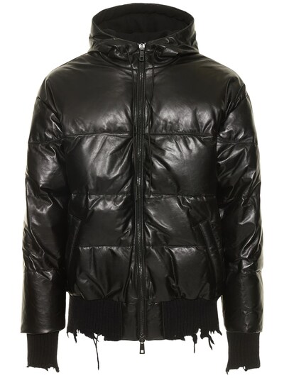 Giorgio Brato - Lacquered leather & nylon down jacket - Black ...