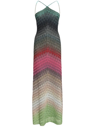 Missoni - Long shiny lace halter dress ...