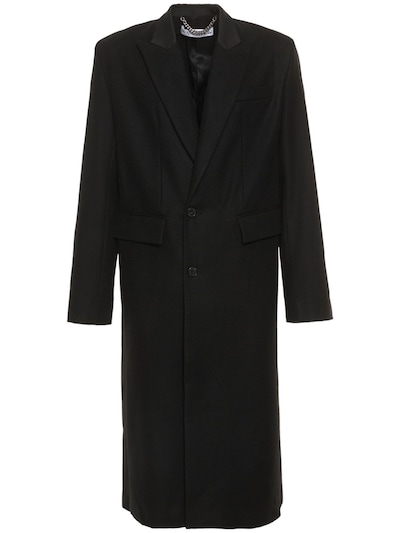 JW Anderson - Long boxy sheep blend coat - Black | Luisaviaroma