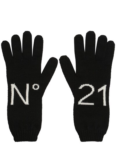 Logo Intarsia Wool Blend Gloves Luisaviaroma Boys Accessories Gloves 