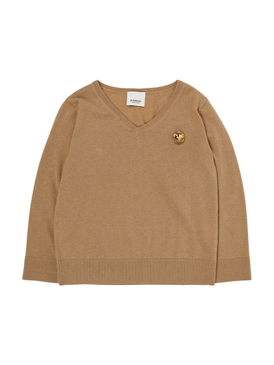 Almindeligt Kanon fattigdom Logo patch cashmere blend knit sweater - Burberry - Boys | Luisaviaroma