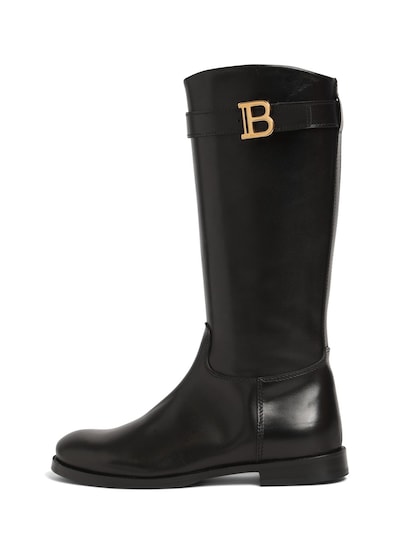 luisaviaroma.com | Balmain Leather boots w/ metal logo