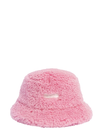 Monnalisa - Faux teddy bucket hat w/ logo - Pink | Luisaviaroma