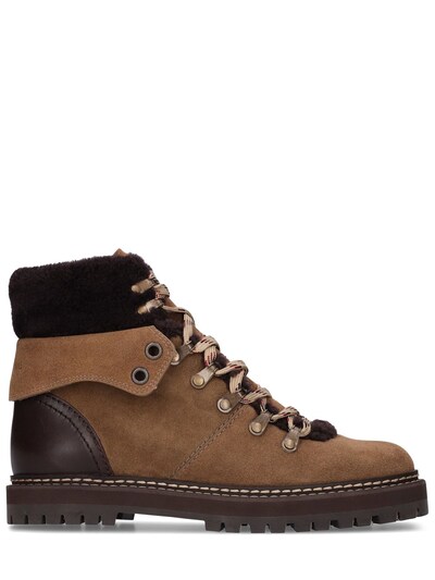 See By Chloé - 25mm eileen shearling hiking boots - Brown | Luisaviaroma