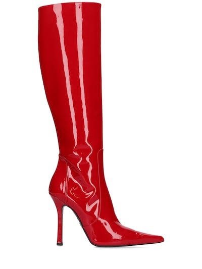 115MM PATENT LEATHER TALL BOOTS by BLUMARINE, available on luisaviaroma.com for $770 Kylie Jenner Shoes Exact Product 