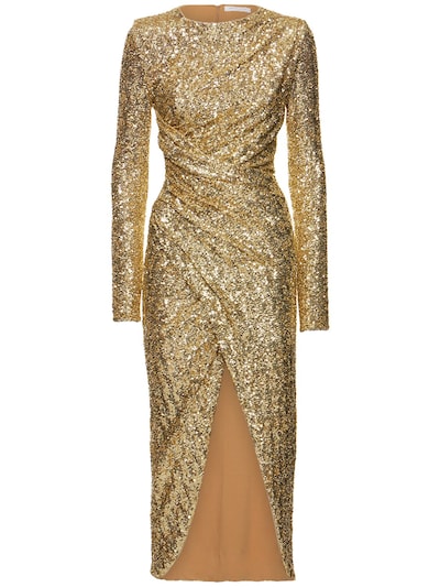 Michael Kors Collection - Sequin draped midi dress - Gold | Luisaviaroma