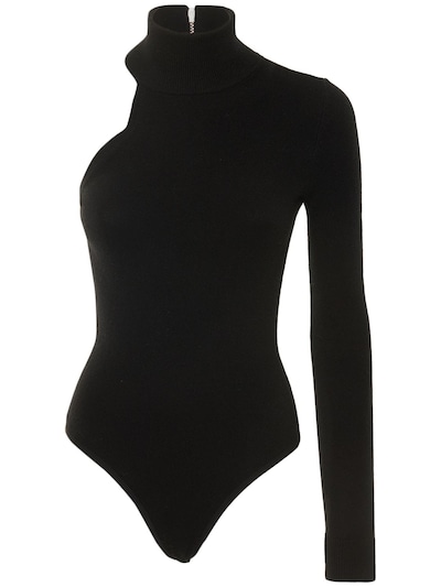 Michael Kors Collection - Cashmere knit one sleeve turtleneck body - Black  | Luisaviaroma