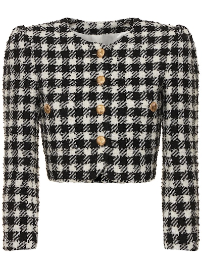 Gingham wool blend tweed cropped jacket - Alessandra Rich