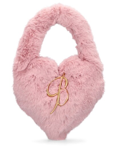 Blumarine: Logo heart faux fur top handle bag - women_0 | Luisa Via Roma