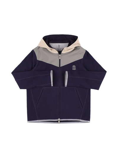 Zip-up nylon u0026 cotton sweatshirt hoodie - Brunello Cucinelli - Boys |  Luisaviaroma