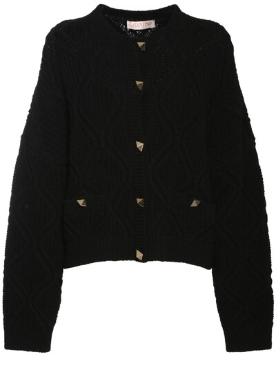 Geometric cashmere & wool knit cardigan - Valentino - Women