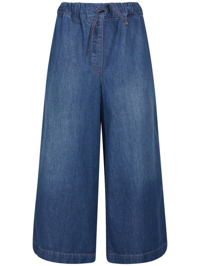 Loewe: Cropped wide leg cotton denim jeans - women_0 | Luisa Via Roma
