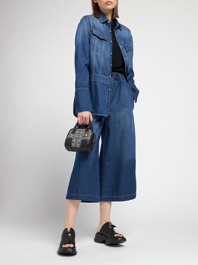 Loewe: Cropped wide leg cotton denim jeans - women_1 | Luisa Via Roma