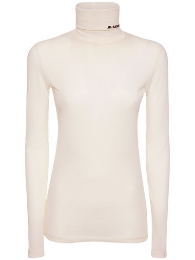 Logo wool blend jersey turtleneck top - Jil Sander - Women