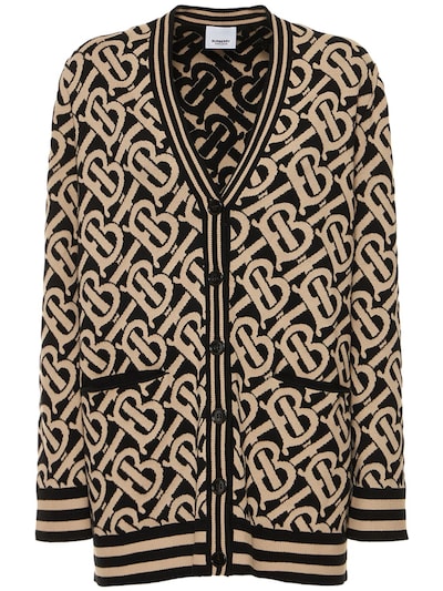 Burberry - Maddox monogram wool blend over cardigan - Multicolor |  Luisaviaroma