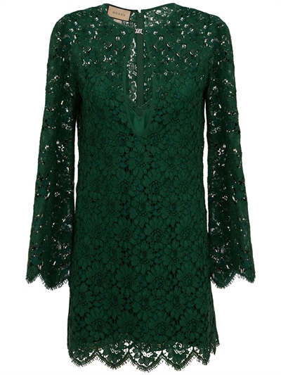 Gucci - Long-sleeve floral lace dress 