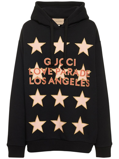 Gucci - Oversize printed cotton jersey hoodie - Black | Luisaviaroma
