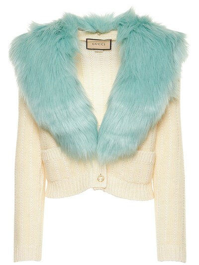luisaviaroma.com | Gucci wool cardigan w/ faux fur collar