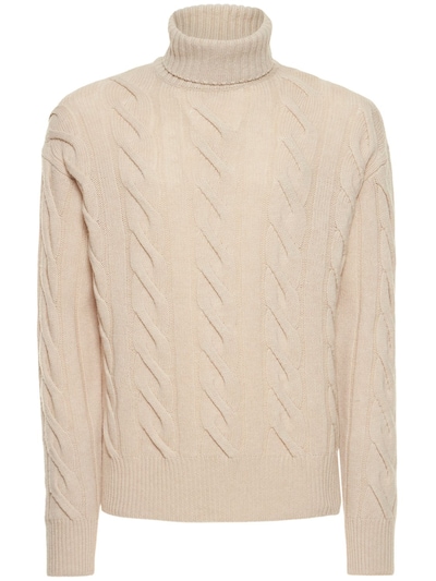 Piacenza Cashmere - Knit wool turtleneck sweater - Natural | Luisaviaroma