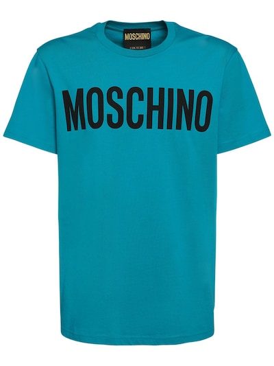 Moschino - Logo print cotton jersey t-shirt - Blue/Black | Luisaviaroma